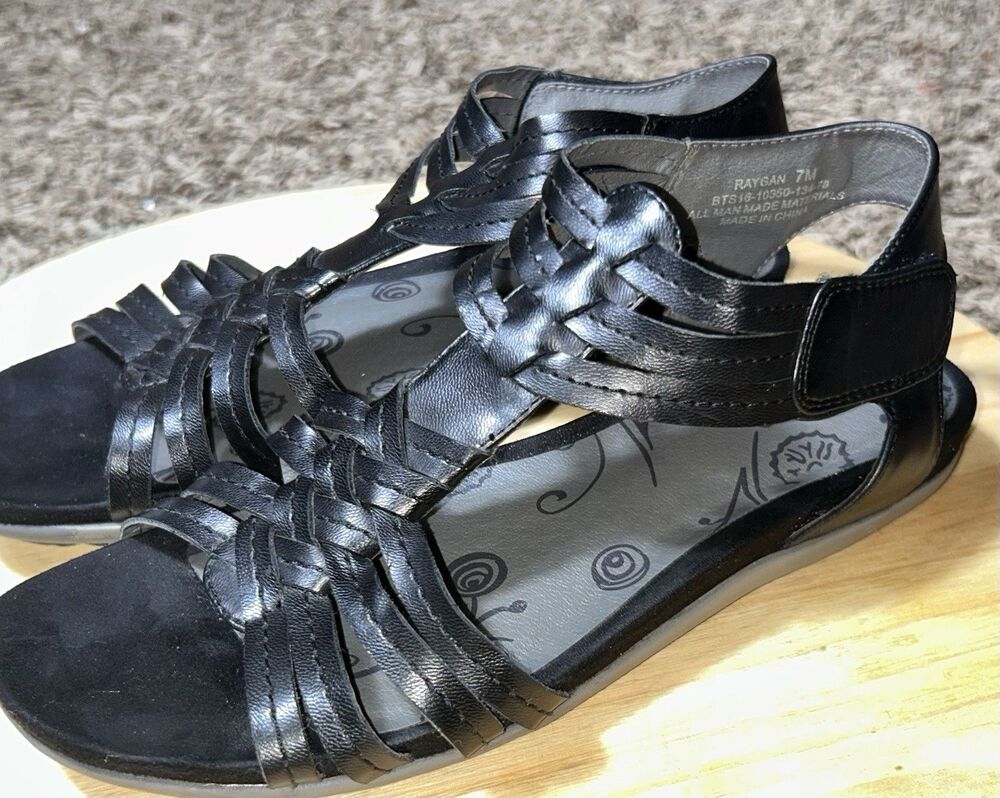 Baretraps Raygan Black Braided Strappy Gladiator Sandals Women’s Size 7M